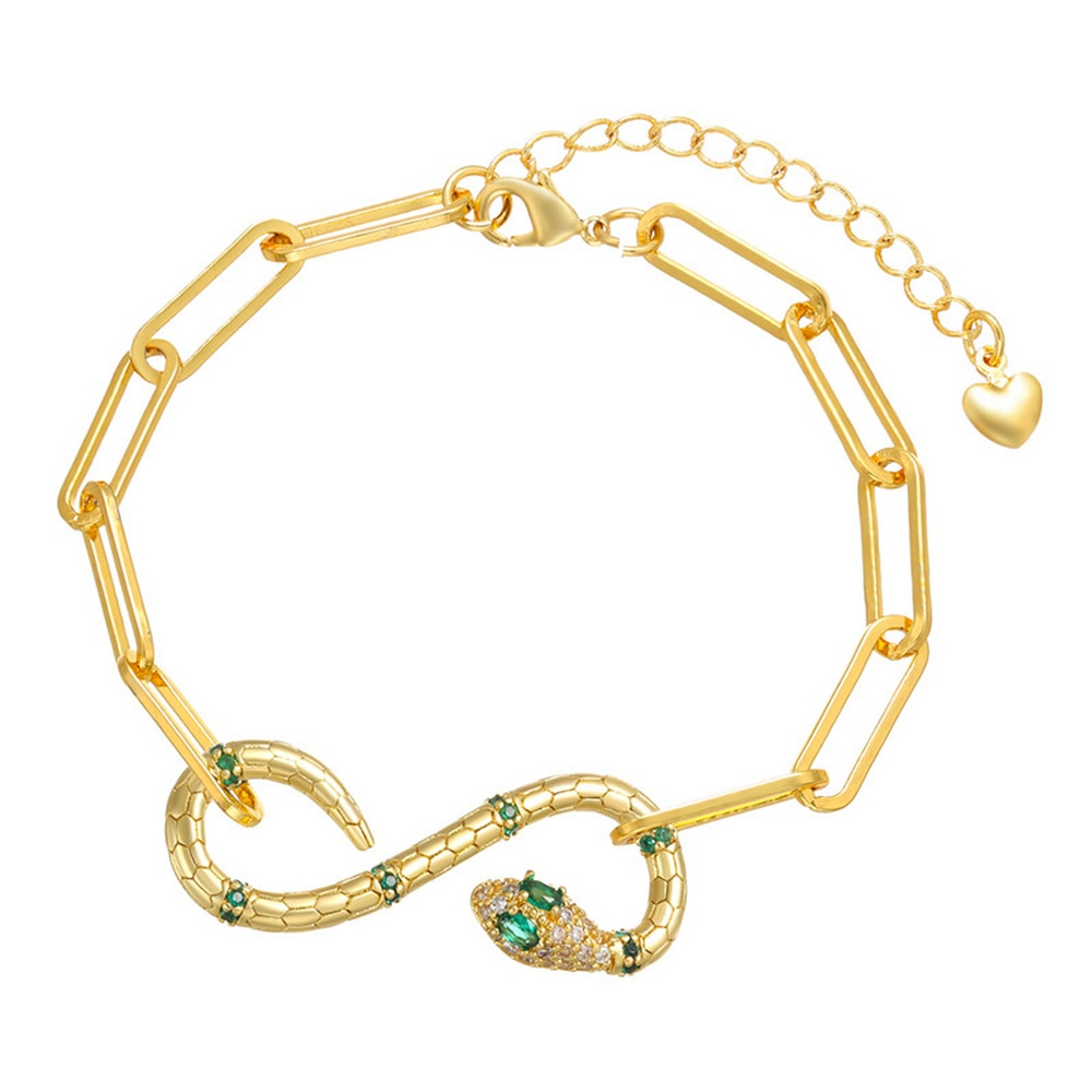 Gold Plated Bracelet Jewelry Snake Bracelet for Women Inlaid with Zircon Gold-chain Top Grade Quality