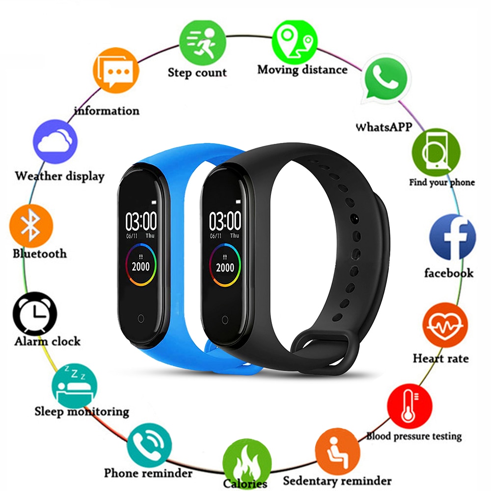M4 Blutdruck Sauerstoff Verbunden Uhr IP67 Wasserdichte Fitness Armbinde Aktivität Tracker Sport Clever Uhren Für IOS Android