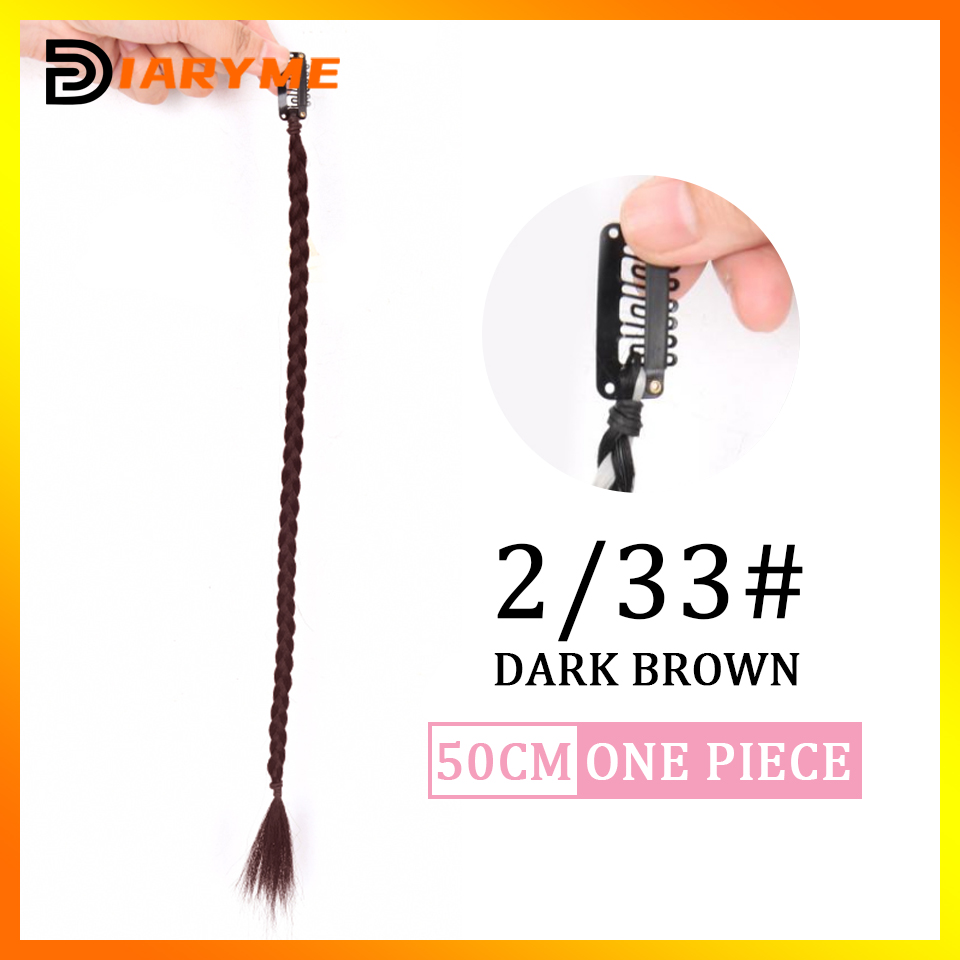 Trenzas de peluca sintética con Clip, trenza de boxeo, rastas, Clip en extensión de cabello, trenzas sucias negras y marrones, trenza Boxer resistente al calor: Rojo