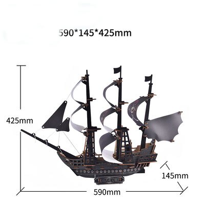 Nero Perla barca di Legno Pirata Dei Caraibi Barca A Vela Modello di Montaggio Giocattolo di Legno Fai Da Te Manuale di Simulazione navata Da Guerra La navata per bambini regalo del bambino: Default Title