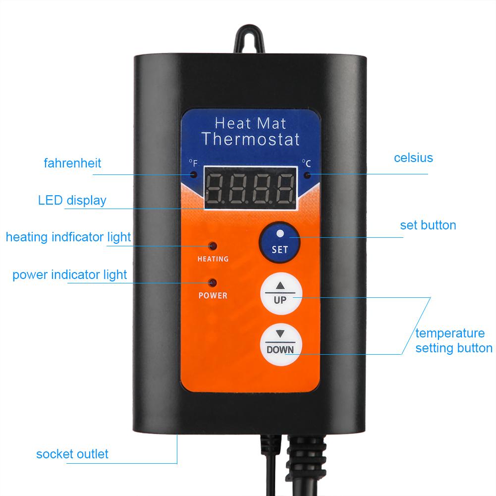 Digital Temperature Controller Portable Thermostat Thermoregulator for Incubator Relay LED Heating Cooling US 120V