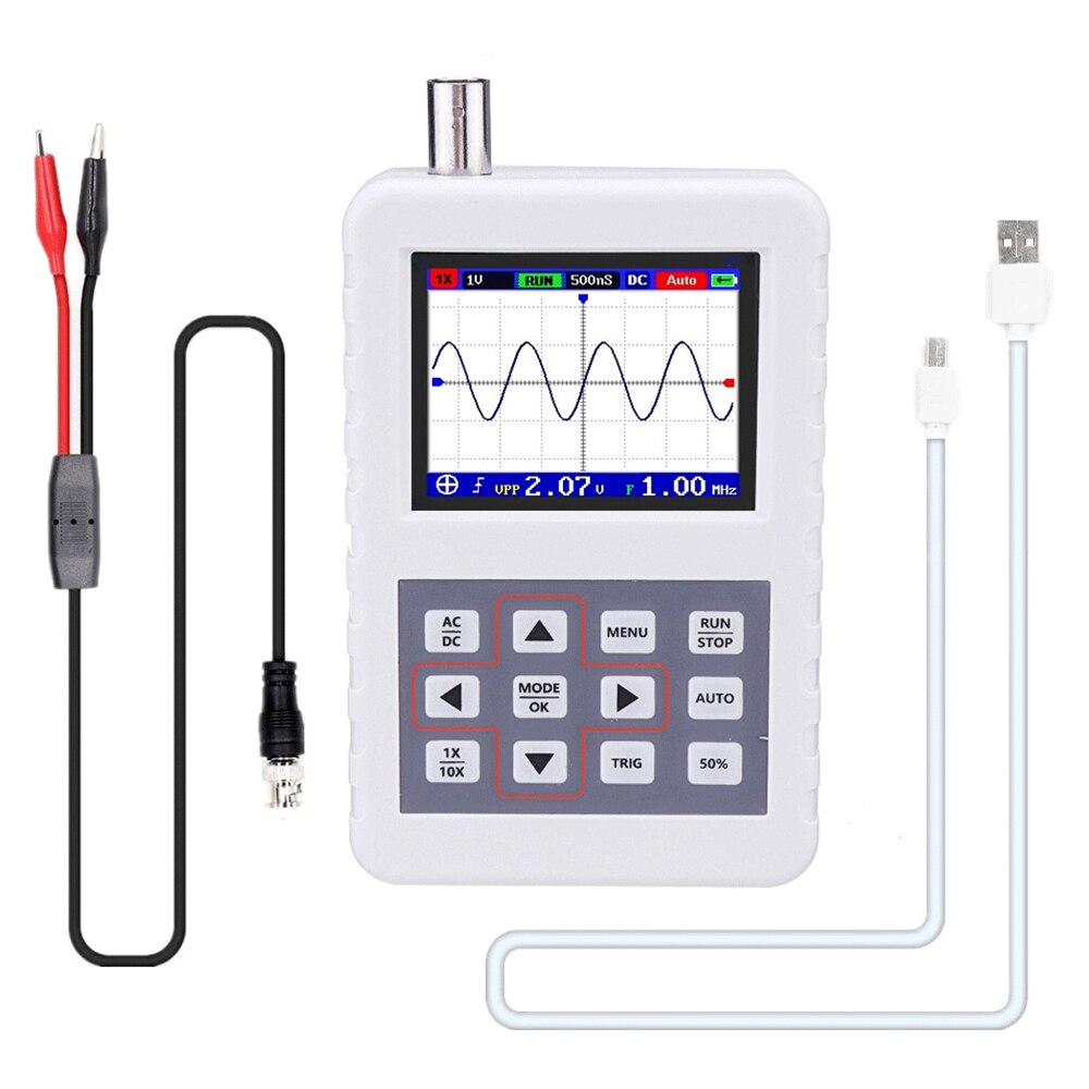 Kkmoon digitalt oscilloskop diy mini håndholdt oscilloskop med 5m båndbredde 20ms/ s sampling rate 2.4 tommer farveskærm