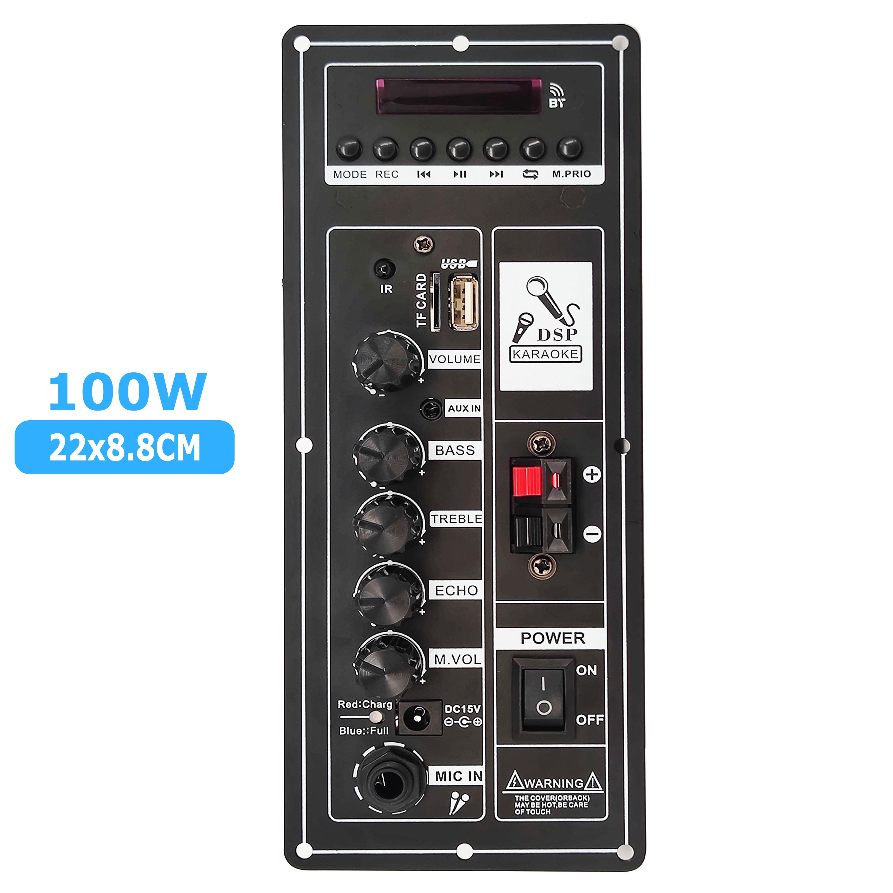 12V Amplifier Board Square Dance Speaker Amplifier Bluetooth AUX TF-Card U-Disk Recording 6-12Inch Speaker 100W Panel Board