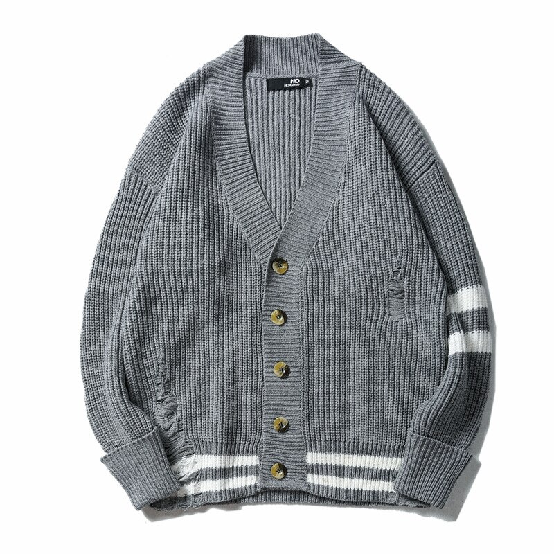 Herre #39 bomull matchende herre skrog gensere herre cardigan genser løs strikket kåpe mønster uformelt: Mørk grå / M