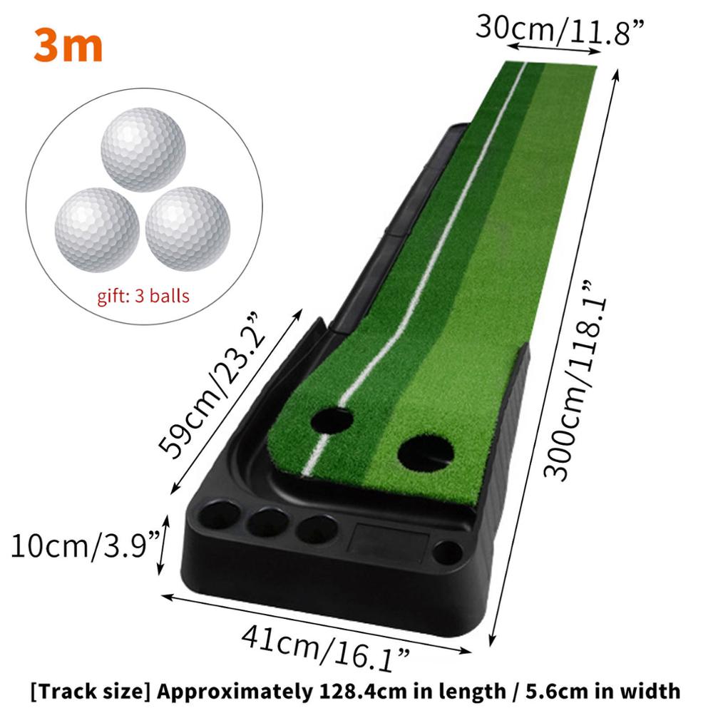 Portable 3m/2.5m Indoor Golf Putting Green Swing Trainer Set Putter Fairway Lawn Golf Training Aids Office Home Mat Accessories: Light Green