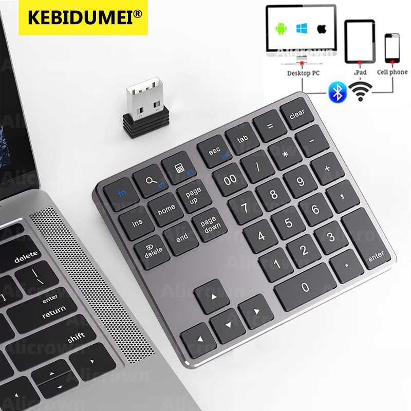 35-toetsen Draadloos nummertoetsenbord 2.4G Dual Bluetooth Pad Dun oplaadbaar toetsenbord Draagbaar digitaal toetsenbord voor Android Window