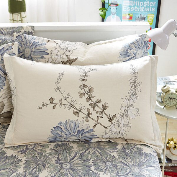 1 pièce 48cm * 74cm taie d'oreiller 100% coton beauté impression florale taie d'oreiller couverture pour chambre à coucher utilisation XF626-9