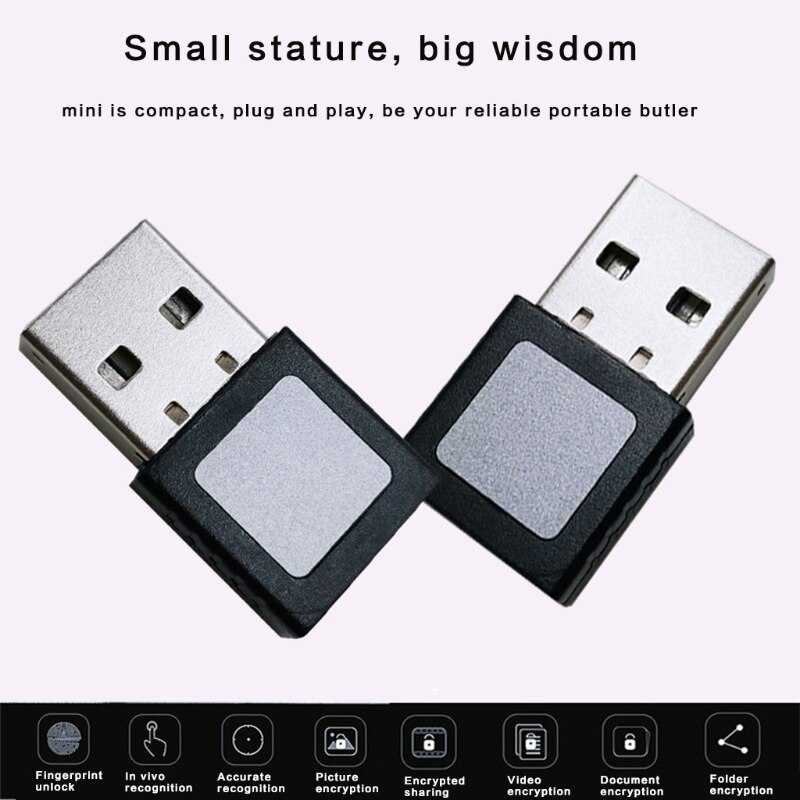 Mini USB Fingerprint Reader Win10 Dongle File Encryption 360° Touch Security Key
