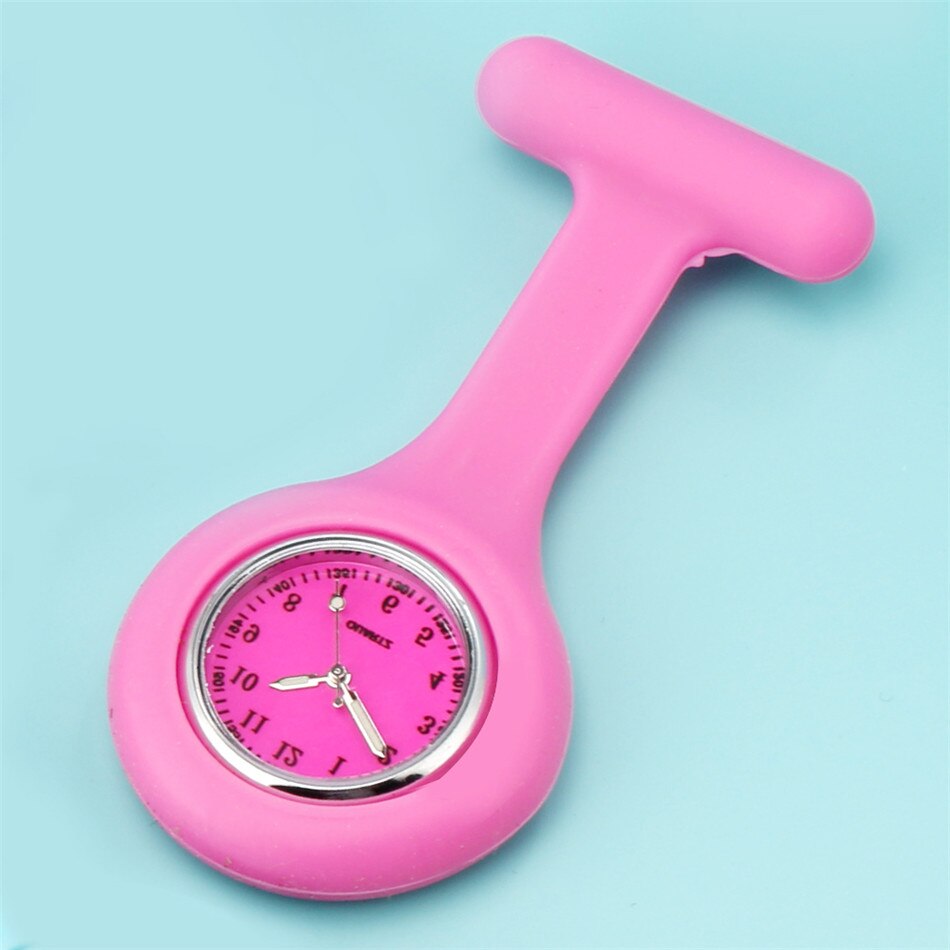 Reloj de bolsillo con puntero luminoso para enfermera, relojes de bolsillo de cuarzo con cubierta de silicona, Pin colgante para médico