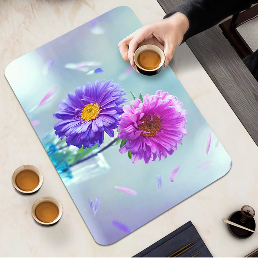 Blomstermarguerit superabsorberende kaffemåtte opvaskemåtte stor køkkentørremåtte hurtigttørrende badeværelsesafløbsmåtte køkken