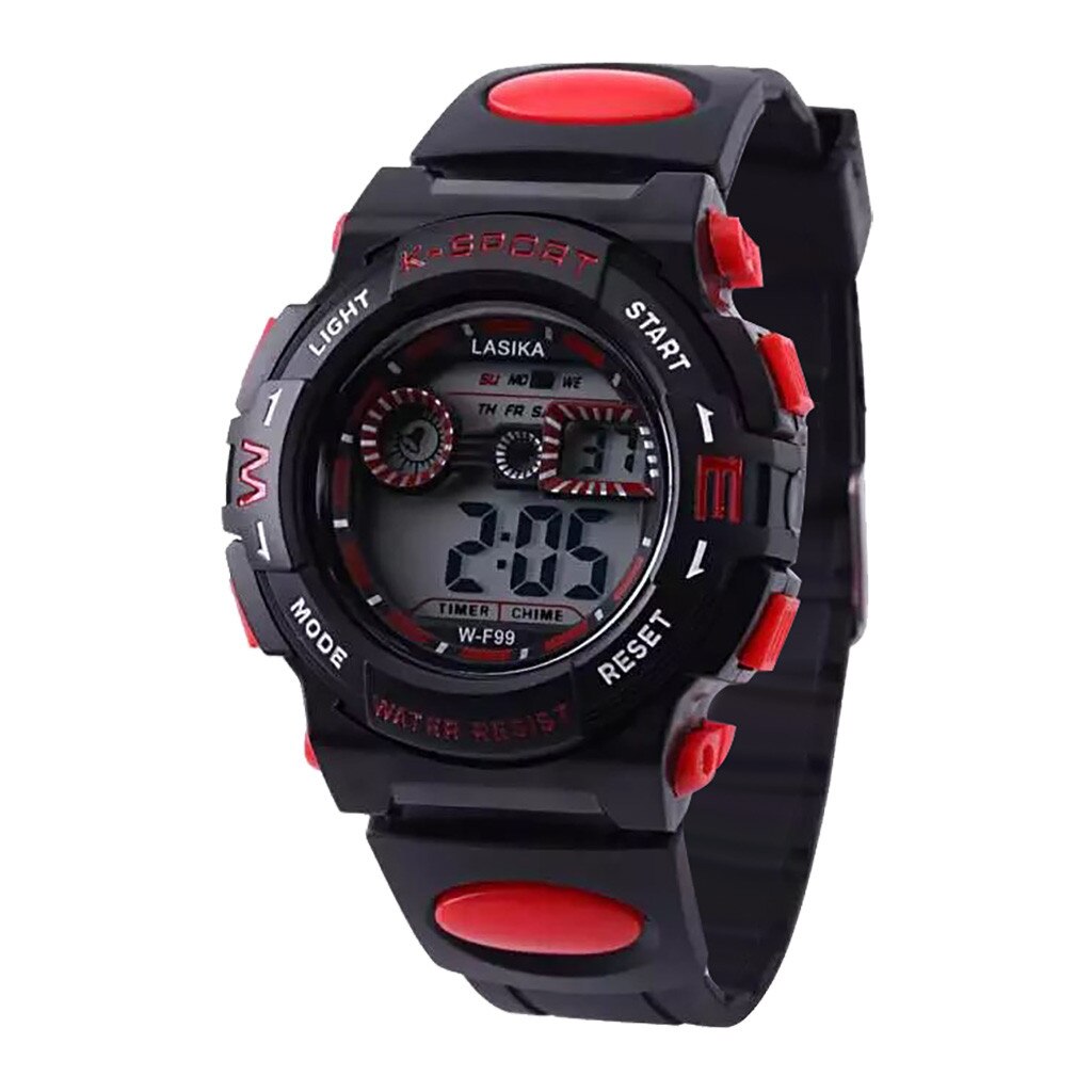 Vriendelijker horloge sport horloge kinderen Multi Functie Wekker Student Waterdichte Sport Mode Elektronische Horloge gps zegarki d: Rood