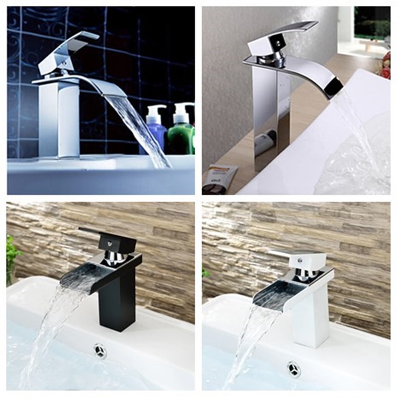 Silver Faucet Stainless Steel Paint Faucet Bathroom Basin Faucets Cold Mixer Tap Single Hole Waterfall