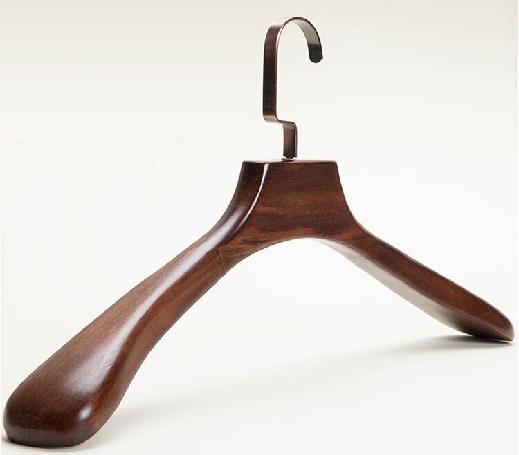Cintre de luxe extra-large en bois pour manteau et costume avec large épaule pour homme grand et grand ( (4 pièces/lot): Crochet en laiton
