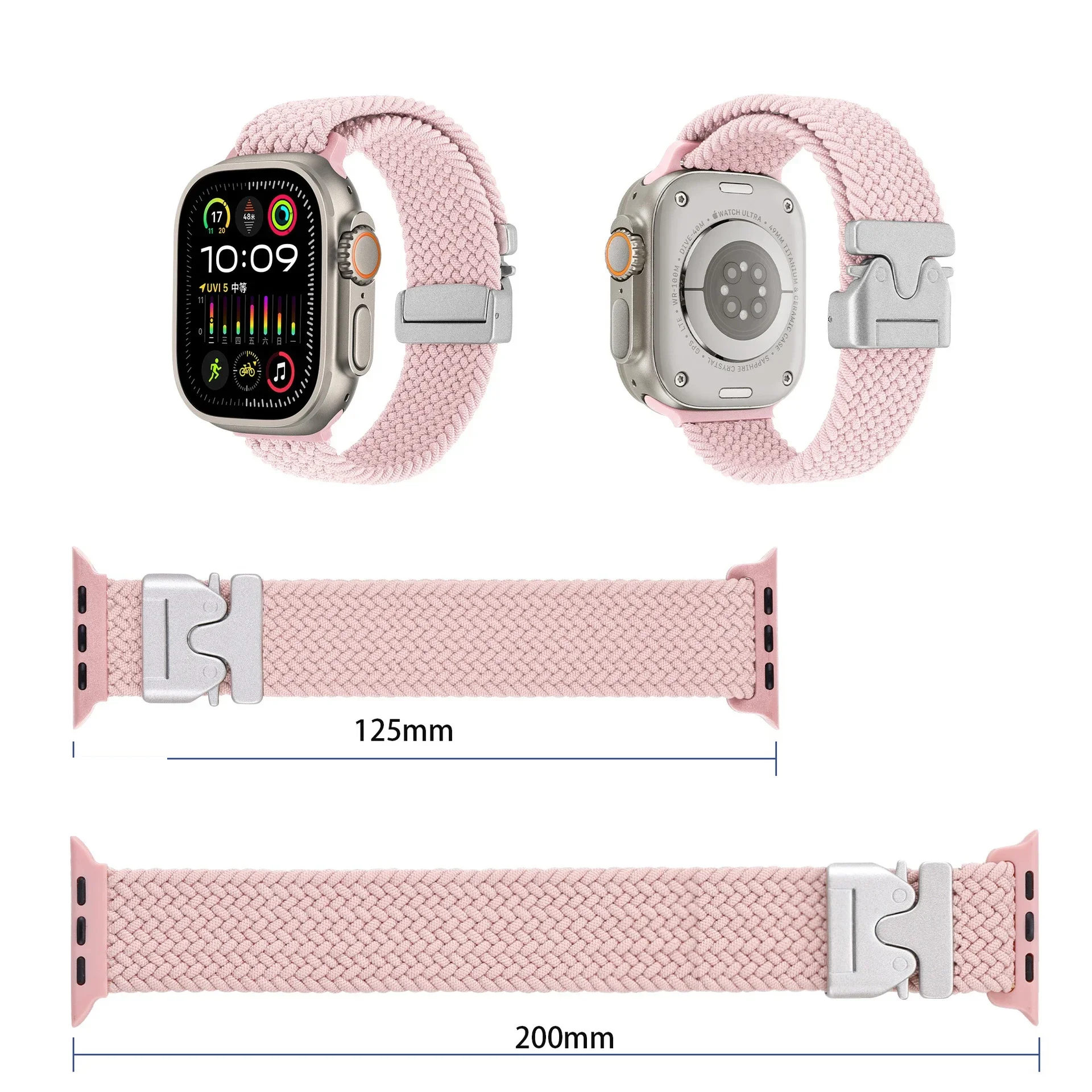 Correa trenzada Solo Loop para Apple watch Band 46mm 44mm 45mm 42mm 40mm 41mm Ultra 2 49mm Correa iwatch Series 10 9 8 7 6 SE 5 4
