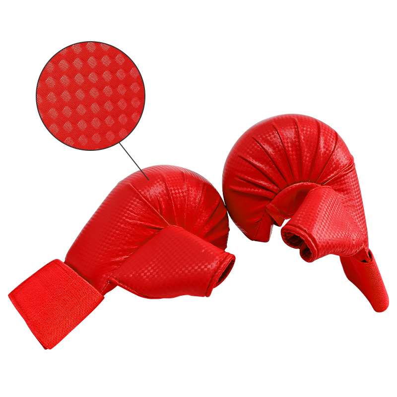 Karate Gloves Red BLue Thumb Protection Thickened Karate Hand Guards MMA Adult Children Pouching Mitts Boxing Glove: M / Red
