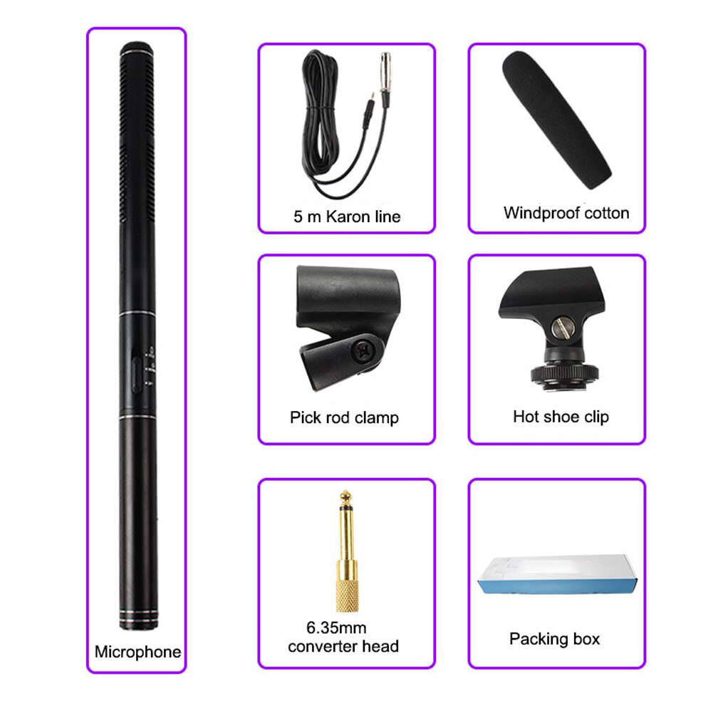 Reporter Interview Microphone Wired Microphone Uni-Directional Capacitive MIC For DSLR SLR Camera Camcorder Video