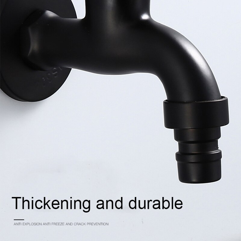 Badkamer Zwart Single Koude Kraan Muur Enkele Tik Koud Water Kraan Tuin Black Tap,4 Punten Kraan Kraan-Korte Een