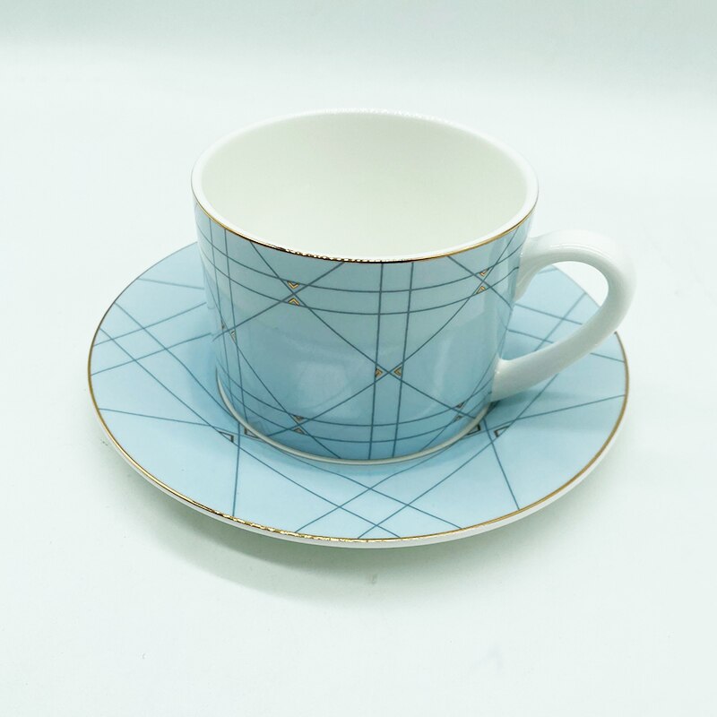 Bone China Tea Cup Saucer Spoon Set Ceramic Teacup White Porcelain Coffee Cup Tea Set Cafe Espresso Cup: 5