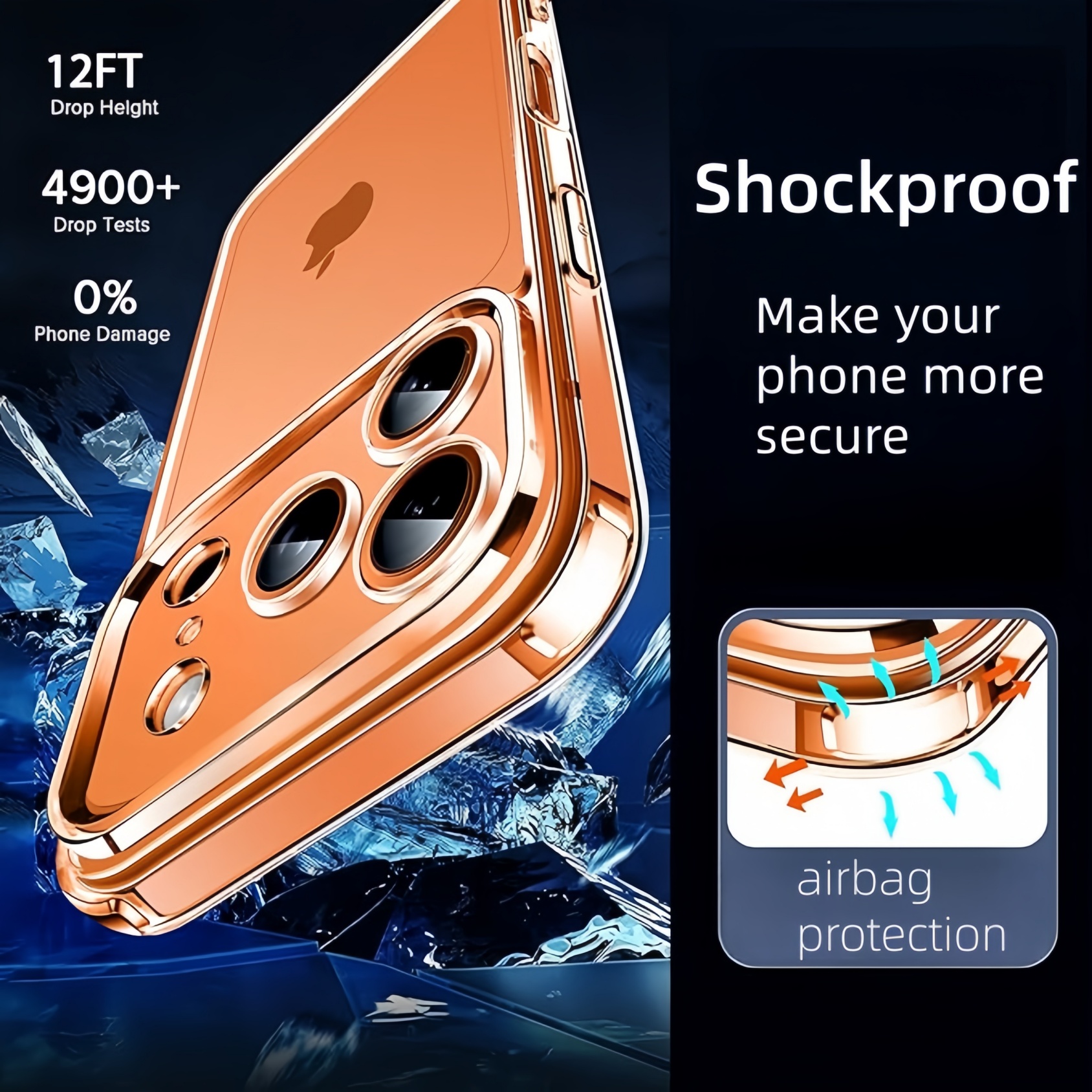Transparante hoesje ontworpen voor iPhone 17 Pro Max/Air/17E met 2 stuks gehard glas screenprotector, schokbestendige harde slanke achterkant hoes