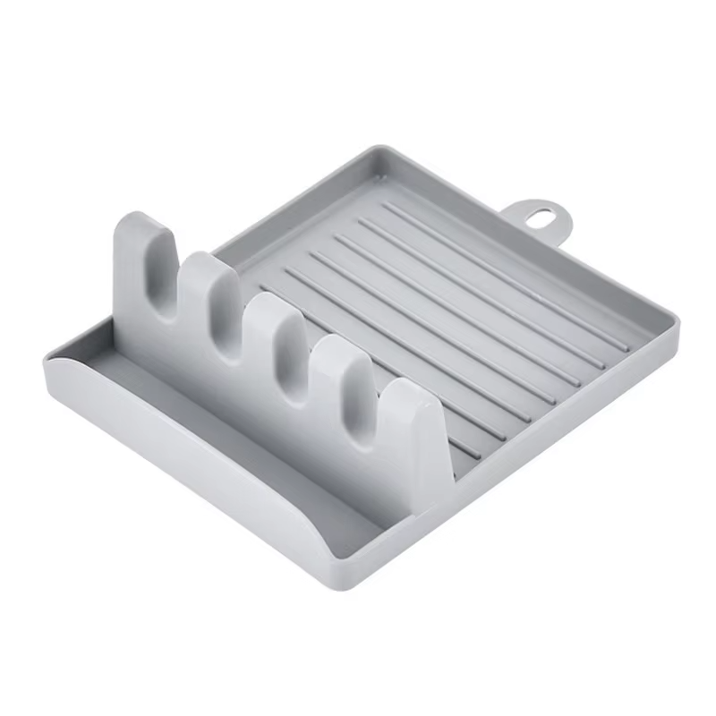 Keukenlepelhouders Vork Spatel Rek Plank Organisator Plastic Eetstokjes Houder Antislip Lepels Pad: Light Grey