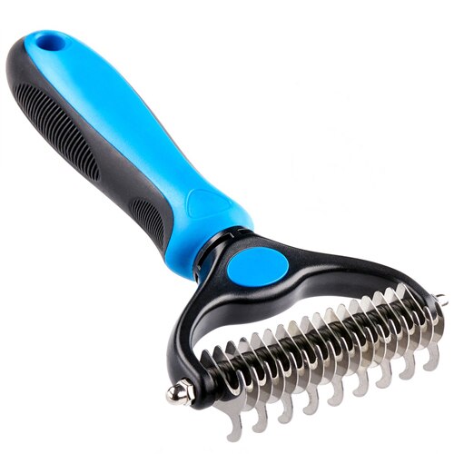 Eliminación de peine para perros y gatos, mascotas DE CORTADOR de nudos Gato, cepillo de pelo de uno/doble cara productos para mascotas perro cepillado y caída de pelo herramientas: blue / S
