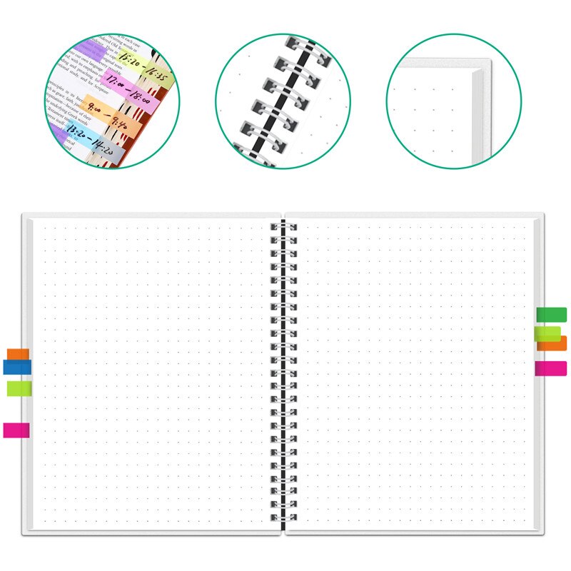 NEWYES dot grid Smart Reusable Erasable Spiral A4 Notebook Paper Notepad Diary Journal Office School Travelers Drawing: A4  Black dot grid