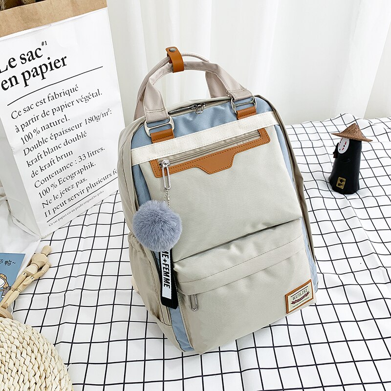 Mode Vrouwen Rugzak Nylon Waterdichte Rugzak Grote 15.6 Inch Laptop Schooltas Voor Tiener Meisje Leuke Student Bookbags