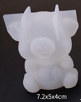 3d geométrico urso gato leão silicone molde para chaveiro pingente animal molde decoração mesa jóias ferramentas fazendo acessórios: Pig