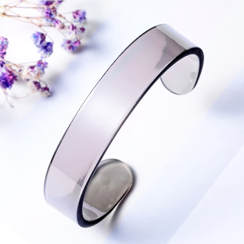 Simple Women Acrylic Bangles Bracelets Round Cuff Open Bangles Pure Color Resin Charms Trendy Wedding Luxury Brand Jewellry: 001