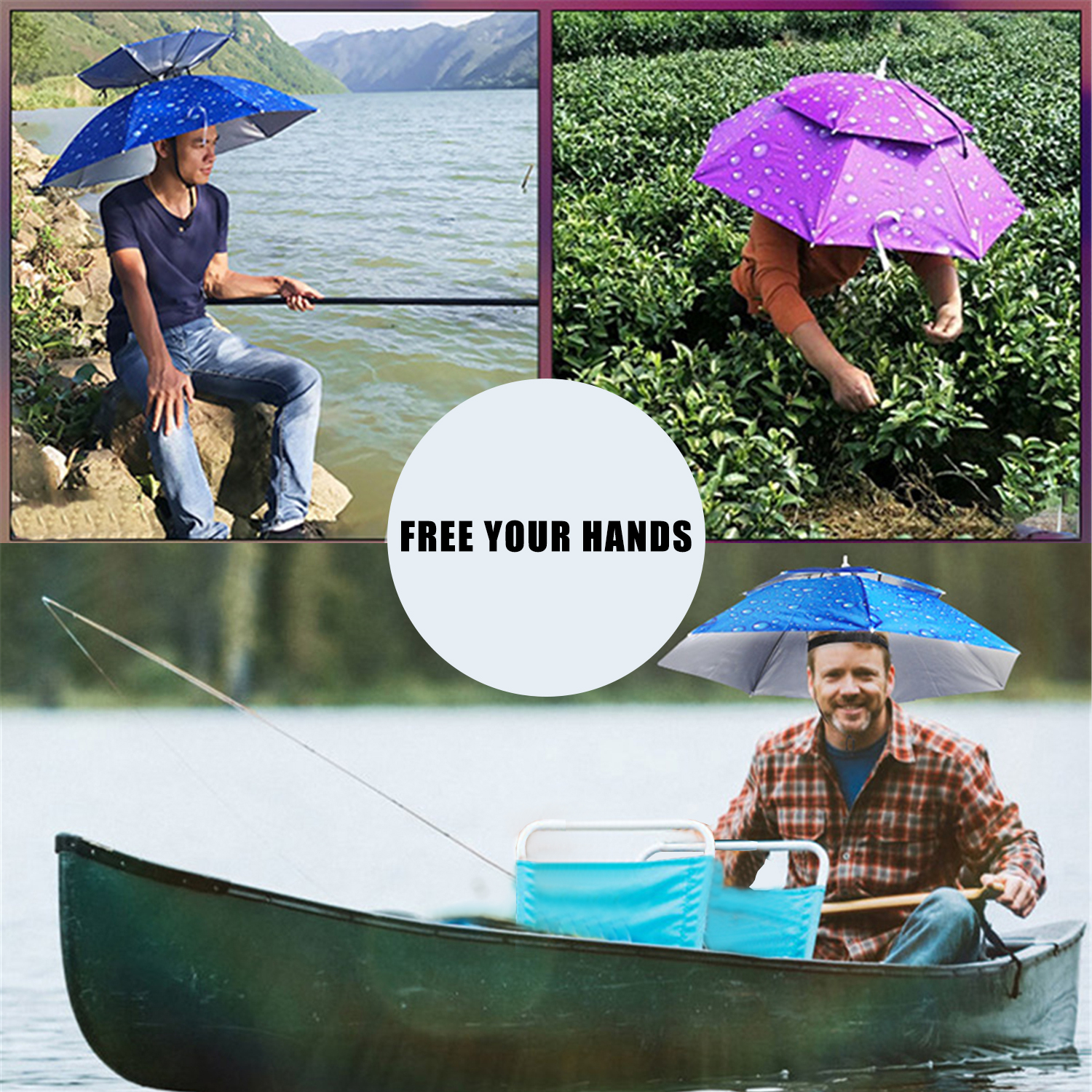 Paraguas de lluvia, sombrero plegable, parasol impermeable, gorro de pesca, sombreros para la cabeza de playa, protección solar UV de doble capa