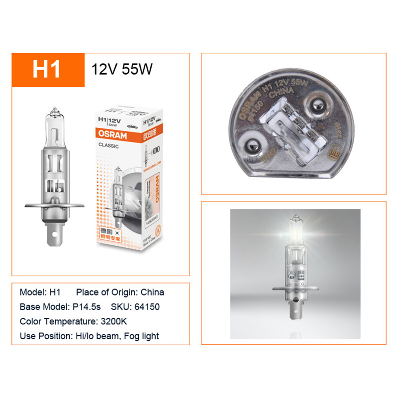 OSRAM H1 H4 H7 12V Auto Halogeen Koplamp Originele Lijn Onderdelen 3200K Warm Wit Authentieke Lamp Auto lamp Gemaakt In China 1X