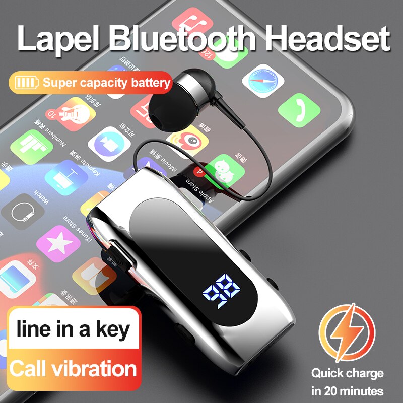 K55 Lavalier Business Bluetooth 5.2 Headphone Talk/Music Time 20 Hours,LED Digital Display,Noice Cancelling Wireless Earphones