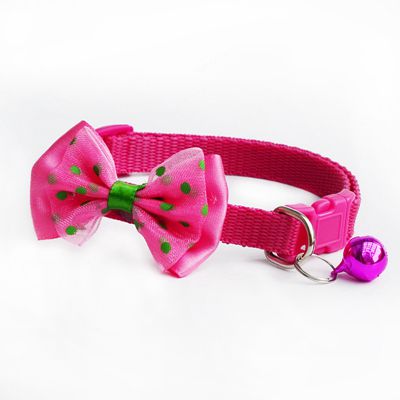 Verstelbare Polyester Halsbanden Pet Halsbanden Met Strik Klokken Charm Ketting Kraag Voor Kleine Honden Kraag Huisdier Accessoires: rose