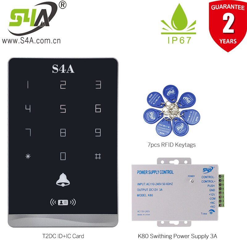Teclado de Control de acceso Rfid de doble frecuencia, dispositivo de Metal resistente al agua con 1000 usuarios, compatible con NFC, sistema de Control de acceso de puerta RFID: Kit C