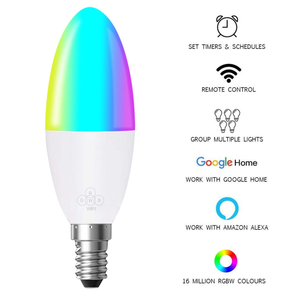 Wifi Smart home LED gloeilamp 6W dimbare licht E27/E14/E10/B22 Compatibel met alexa Google Home controle door smart leven APP