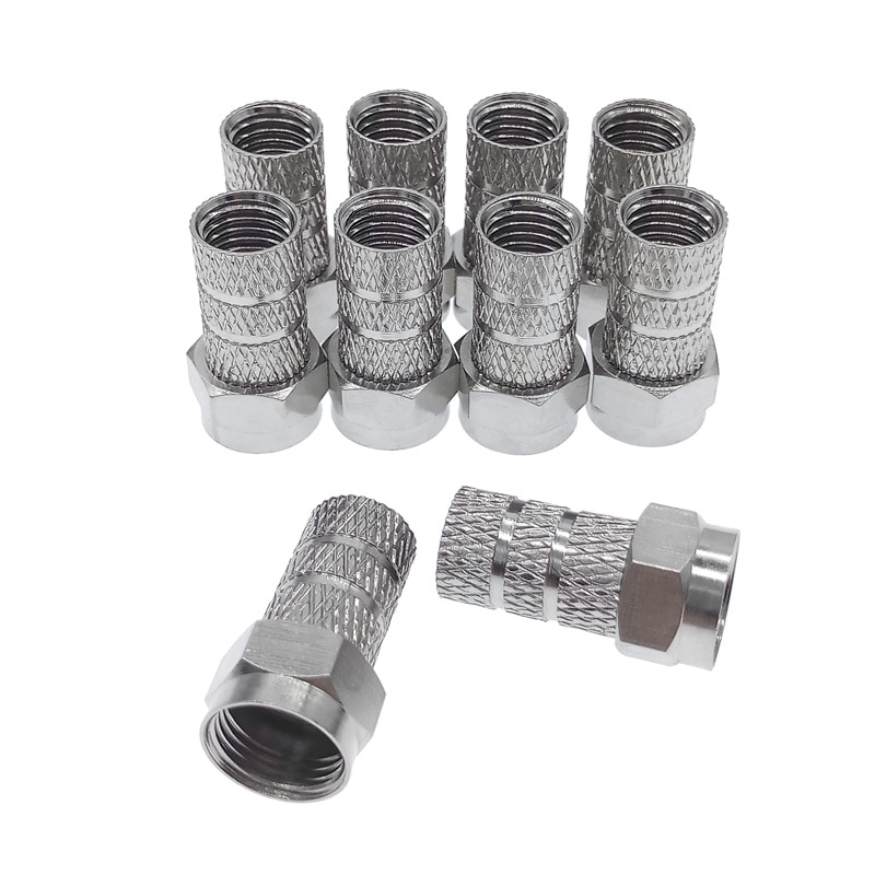 Conectores de cable coaxial tipo F 75-5, 10 piezas, materiales de latón, conectores de línea única