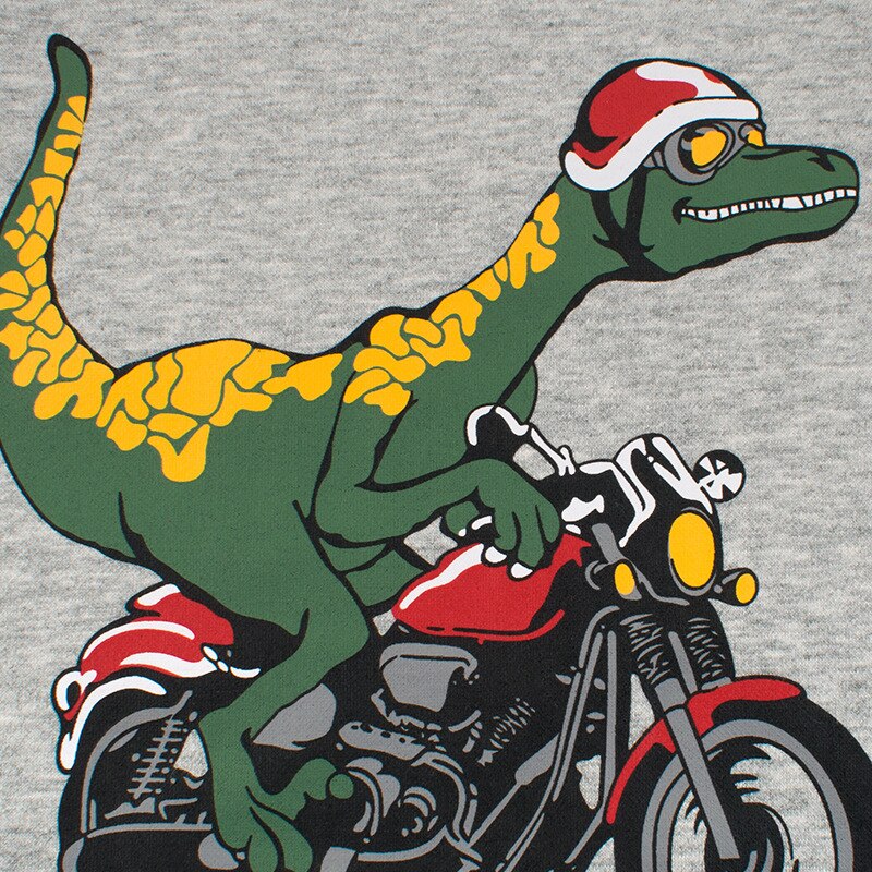 Børne Sweater OrangeMom - Dinosaur Cartoon Mønster - Langærmet - Bomuld & Polyester