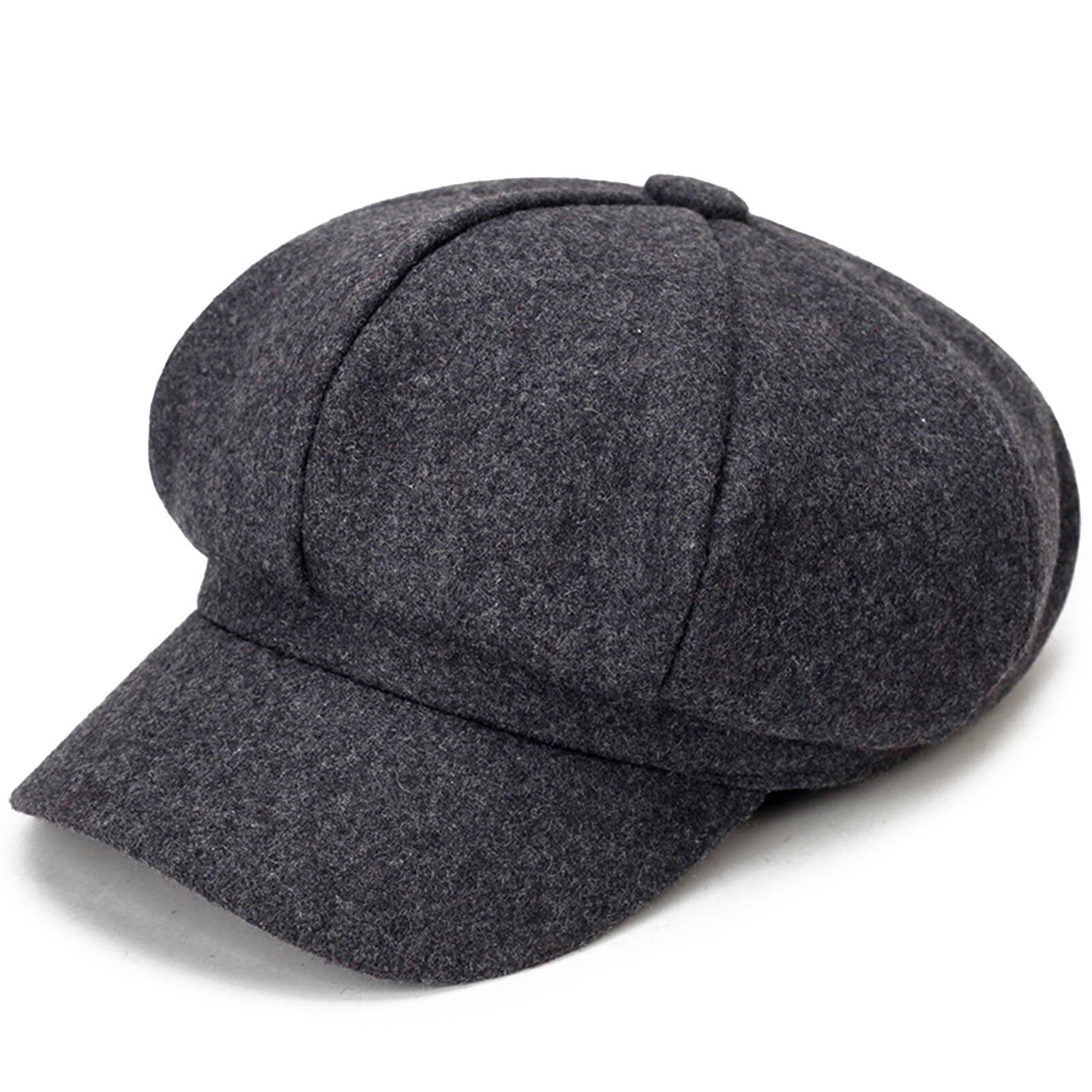 Women's hat Autumn Winter Warm Octagonal Hat Woolen Cloth Casual Beret Cap Solid Artist Painter Newsboy Hats Black Grey