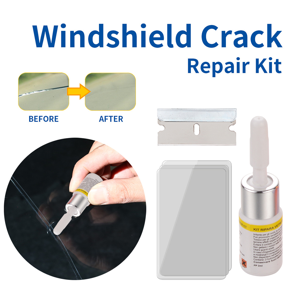 VODOOL Car Windshield Repair Tool Kit DIY Window Repair Fluid Windscreen Glass Scratch Crack Fix Restore Resin Blade Stripe Set