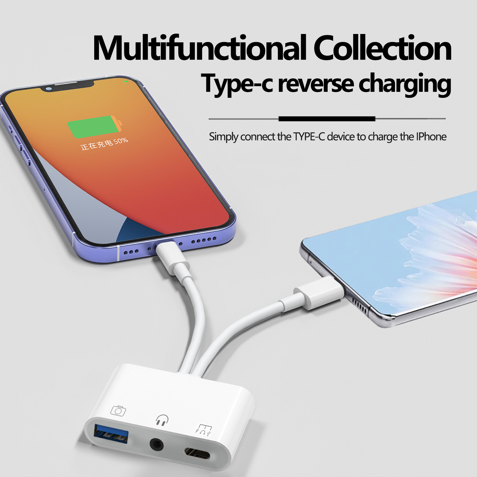 Lightning Type C to 3.5mm jack AUX Adapter USB 3.0 type C Fast charge cable USB-C 3 5 Digital Audio Cable Earphone Headphone OTG