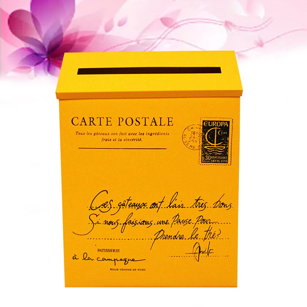 Post Box Mailbox Home Wall Decoration Ornament Photo Prop(Beige White)