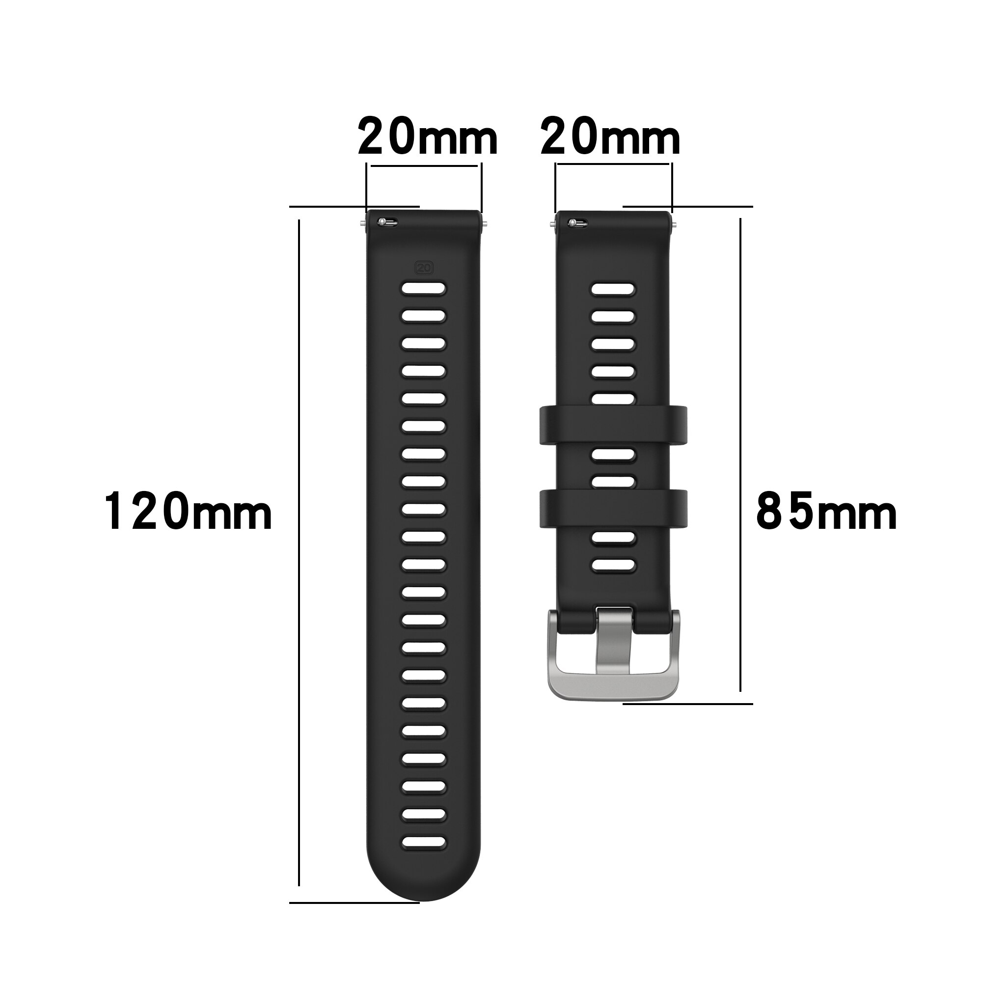 20mm Official style Sports Silicone Quick Release Strap For Garmin Forerunner 55 158 Wrist Band 245 245M 645 Bracelet Watchband
