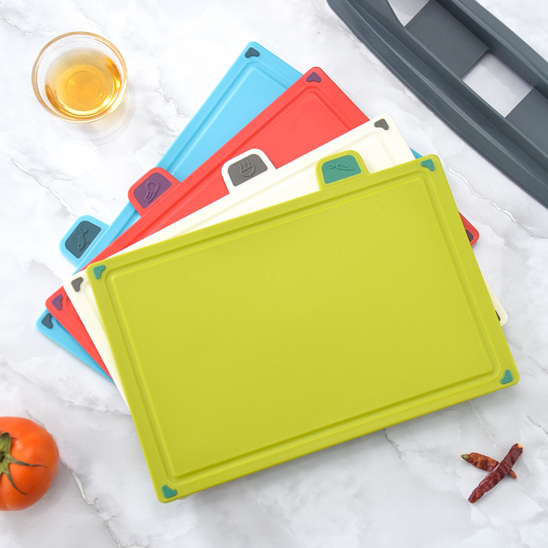 4Pieces Cutting Board Kitchen Gadget Home Portable Fruit Vegetable Nonslip PP Sorting Classification Cutting Board Cook Supplies