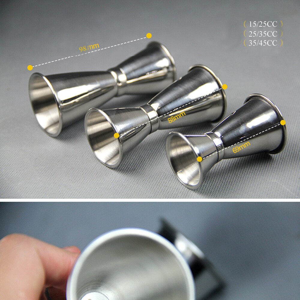Stainless Steel Cocktail Shaker Wine Measure Cup Dual Shot Drink Spirit Measure Jigger Kitchen Gadgets