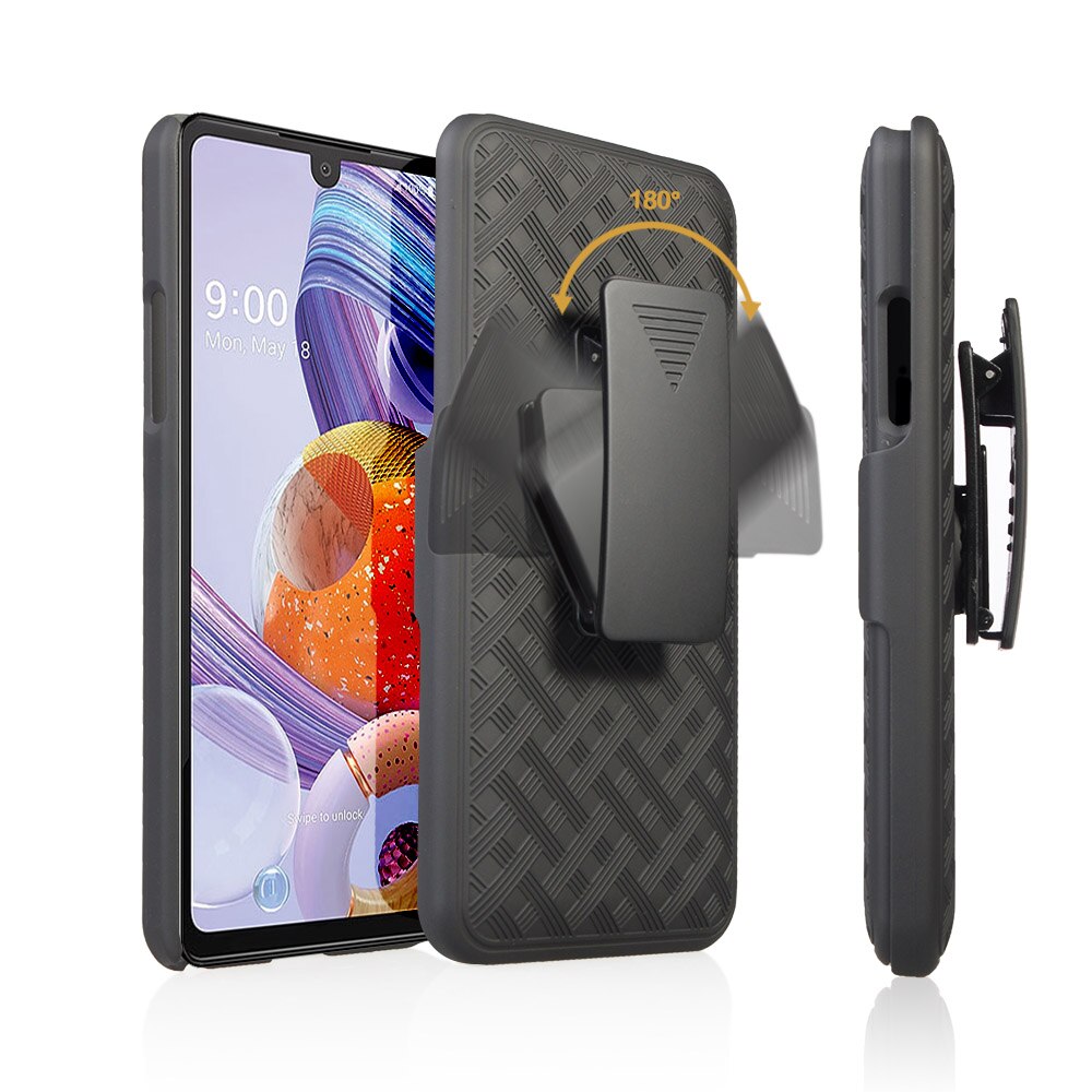 2in1 Armband Phone Case Sports Running Arm Band Wristband Holder Belt Clip Case For LG Stylo 6 Hard Back Shell Cover