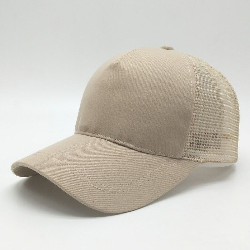 Berretto da Baseball a rete Casual estivo cappello da Baseball a coda di cavallo da donna Sport femminile cappellini Hip-Hop Snapback regolabili cappelli da sole: khaki 1