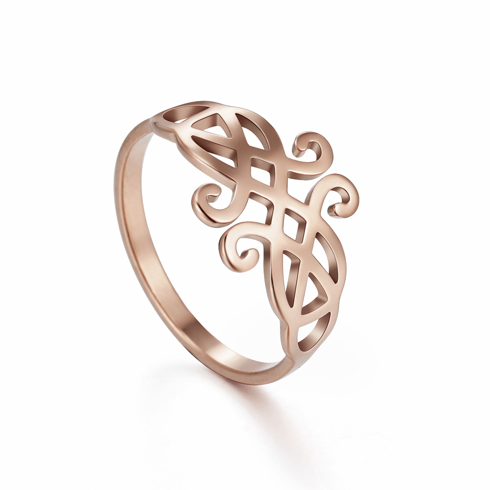 Cazador Vintage fleur filigrane bague femmes couleur or acier inoxydable bagues bijoux anniversaire anniversaire mère: 10 / Rose chaud