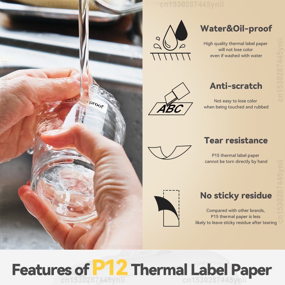 5/10 pces p12 etiqueta rolo de papel 15mm x 7m auto-adesivo etiqueta térmica contínua apto para marklife p12 p15 p11 d30 fabricante de etiquetas