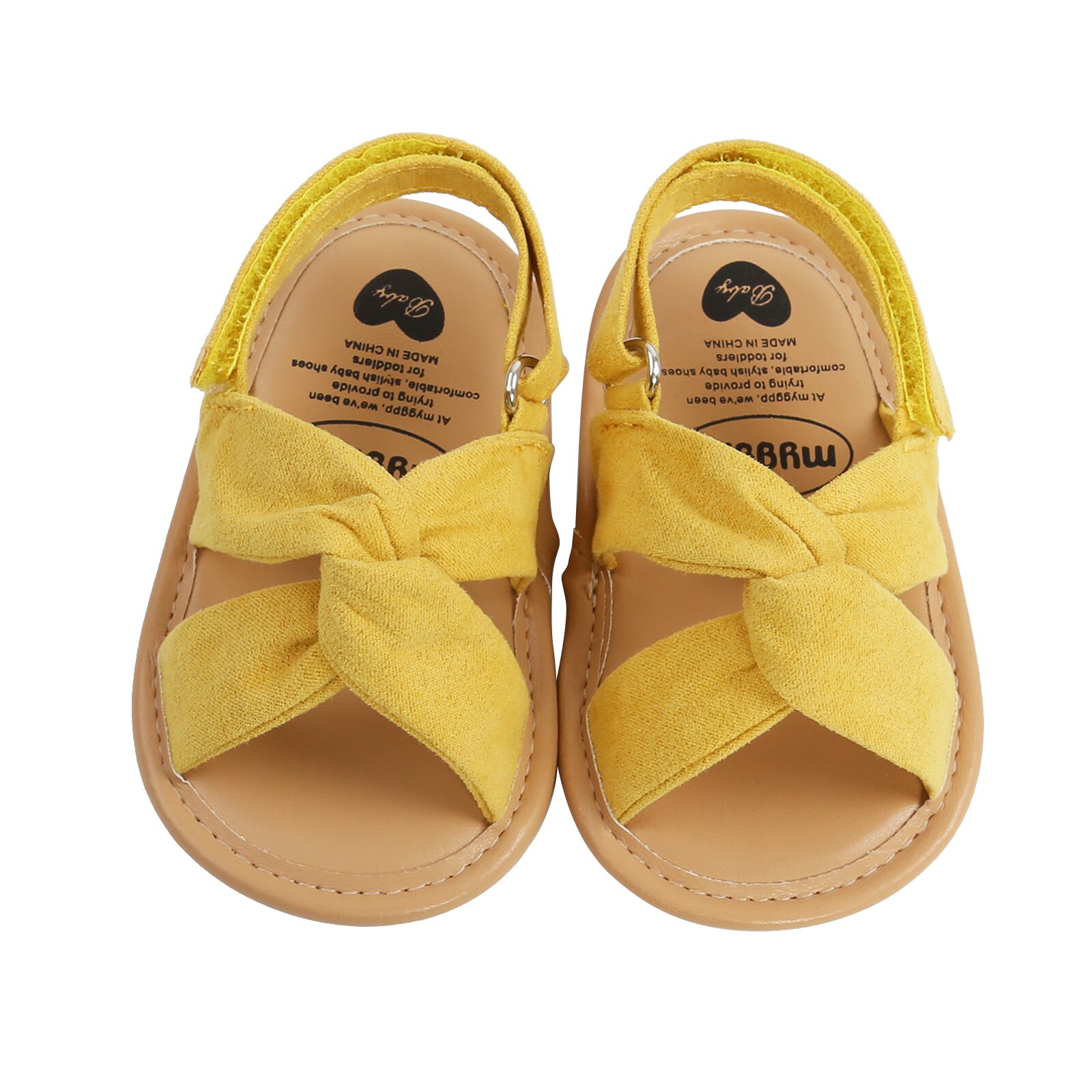 Ademende Zomer Baby Meisjes Sandalen, Peuters Eenvoudige Stijl Effen Kleur Zachte Zool Schoenen Outdoor Indoor Prewalker: YELLOW / 7-12 Months