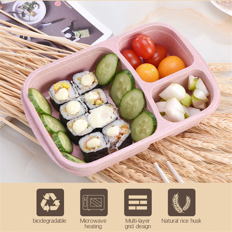 Vogvigo 1Pc Herbruikbare Tarwe Magnetron Picknick Sushi Fruit Opbergdozen Case Container Organizer Lunch Bento Box Voedsel Container